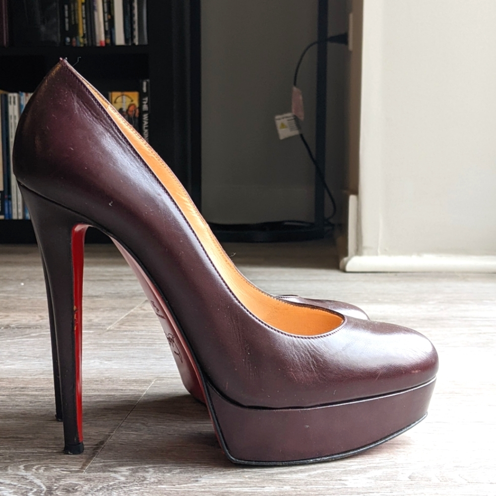 Authentic Christian Louboutin Burgundy Bianca 140 Platform Pumps Size 39